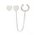 Brinco Piercing Fake Corrente de Coração Ródio - Imagem 1