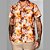 Camisa Casual Red Feather Orange Abstract Flowers - Imagem 1