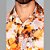 Camisa Casual Red Feather Orange Abstract Flowers - Imagem 4