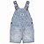 Jardineira Jeans com Flores e Listras - Imagem 1