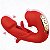 Vibrador 3 em 1: Com Estimulação do Ponto G, Boquinha com Língua Mágica e Vibração Central do Ponto G - Vermelho - Imagem 4