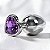 Plug Anal De Aço Prata Pequeno em Forma de Coração 7x3cm Cristal Roxo - Imagem 1