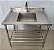 Bancada / Pia 100% Inox com cuba central e prateleira inferior gradeada - 93cm x 90cm x 70cm [Usada] * Acompanha Torneira - Imagem 2