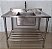 Bancada / Pia 100% Inox com cuba central e prateleira inferior gradeada - 93cm x 90cm x 70cm [Usada] * Acompanha Torneira - Imagem 4