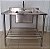 Bancada / Pia 100% Inox com cuba central e prateleira inferior gradeada - 93cm x 90cm x 70cm [Usada] * Acompanha Torneira - Imagem 1
