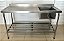 Pia / Bancada de Inox com Cuba Lado Direito com Prateleira Inferior Gradeada 140x90x55 cm Inox 430 [Seminova] - Imagem 1