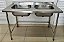 Bancada/Pia de Inox com 2 cubas 130x70x90+5cm [Usado] - Imagem 1