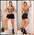 Short jeans preto feminino com ilhós - Imagem 1
