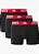 Pack 3 Cuecas boxer Lacoste - Preto/ Vermelho - Imagem 1