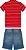Conjunto Infantil Camisa Polo Vermelho Bermuda Jeans Azul - Imagem 2