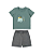 Conjunto Camiseta Manga Curta+Bermuda Moletinho Verde Azul - Imagem 2