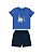 Conjunto Camiseta Manga Curta+Bermuda Moletinho Verde Azul - Imagem 3