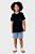 Camiseta Manga Curta Básica Bordado Menino Algodão Marinho - Imagem 3