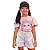 Blusa Cropeed Manga Curta Estampa Cão Fofo Algodão Rosa - Imagem 3