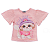 Blusa Cropeed Manga Curta Estampa Cão Fofo Algodão Rosa - Imagem 1