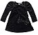 Vestido Manga Longa Menina Preto Com Bolsa Detalhes Perolas - Imagem 1