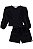 Conjunto Blusa Manga Longa e Shorts Jacquard Estiloso Preto - Imagem 1