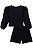 Conjunto Blusa Manga Longa e Shorts Jacquard Estiloso Preto - Imagem 2