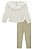 Conjunto Blusa Manga Longa e Legging Veludo Branco Menina - Imagem 1