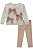 Conjunto Blusão Pelo Com Laço e Legging Veludo Rose Menina - Imagem 1