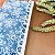 Forro Bolsa - Oval GG (10X30cm Fundo) - Flor Azul e Branco - Imagem 2