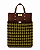 Kit Bolsa Boss - Fio Malha Pólen Verde Musgo e Chocolate-Couro Marrom/Dourado(Déa Fios-Aula Inclusa) - Imagem 1