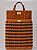 Kit Bolsa Boss - Fio Malha Pólen  Azul Marinho e Ocre-Couro Caramelo Escuro/Dourado (Déa Fios-Aula Inclusa) - Imagem 1