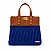 Kit Bolsa Famme - Fio Néctar 5mm Azul Marinho-Couro Caramelo Escuro/Dourado (Déa Fios-Aula Inclusa) - Imagem 1