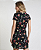 Vestido feminino curto estampado floral manga curta preto - Imagem 2
