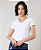 Blusa feminina básica flamê manga curta decote v branca - Imagem 1