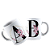 Caneca personalizada Inicial e nome preto e dourado floral - Imagem 1
