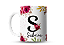 Caneca personalizada Inicial e nome flores pink - Imagem 1