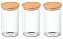 Kit 3 potes de vidro com tampa de bambu hermética 110ml - Imagem 1