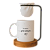 Kit Dia dos Namorados, Caneca ' Te Amo pra Sempre' com Mini Coador de Café, Base em Madeira - Imagem 1