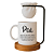 Kit Caneca Significado Pai com Coador e Base de Madeira, 325ml, Porcelana Branca, Dia dos Pais - Imagem 1