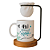 Kit Caneca Pai você sempre será o meu Herói com Coador e Base de Madeira, 325ml, Porcelana Branca, Dia dos Pais - Imagem 1