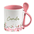 Caneca Personalizada com Colher e Nome – Estampa Floral - Imagem 1