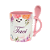 Caneca Rosa Personalizada com Colher e Nome com Estampa Floral - Imagem 1
