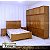Guarda Roupas de Madeira 06 Portas Triplex Puxador Curvo com Cama Casal de madeira Três Listras e Criado mudo Liso - Imagem 1