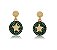 Brinco Medalha Cravejada com Estrela – Verde - Imagem 1