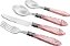 FAQUEIRO 24 PEÇAS DE ACO INOX C/CABO DE PLASTICO MOTHER PEARL ROSA LUXO - Imagem 2