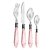 FAQUEIRO 24 PEÇAS DE ACO INOX C/CABO DE PLASTICO MOTHER PEARL ROSA LUXO - Imagem 1