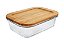 PORTA MANTIMENTO RETANGULAR VIDRO TAMPA BAMBU 640 ML - Imagem 1