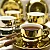 JG 6 Xícaras com pires e Suporte 90ml Dourada Versa Porcelana Wolff - Imagem 2
