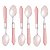CONJUNTO 6 COLHERES P/MESA DE AÇO INOX C/CABO DE PLÁSTICO MOTHER PEARL ROSA 21CM - Imagem 2