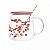 Caneca De Vidro Borossilicato C/ Tampa E Colher Sakura 500ml Cor Rosa Flores - Imagem 1