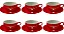 Conjunto 6 Xícaras Para Chá C/ Pires L'amour  Vermelho 160ml Hauskraft - Imagem 1