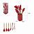 Jg 7 Pc Utensilios Silicone Vermelho Cabo Madeira C/ Suporte - Imagem 2