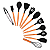 Jg 12 Pc Utensilios Silicone Preto Cabo Madeira C Suporte - Imagem 4