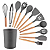 Jg 12 Pc Utensilios Silicone Cinza Cabo Madeira C Suporte - Imagem 1